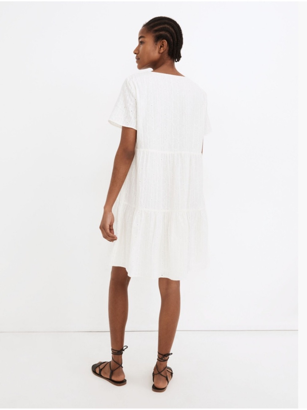 Madewell Embroidered Eyelet Button-Front Tiered Mini Dress - Picture 5 of 5